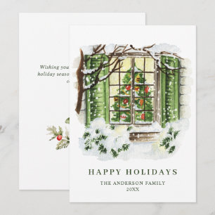 Festive Country House Christmas House Greeting Holiday Card