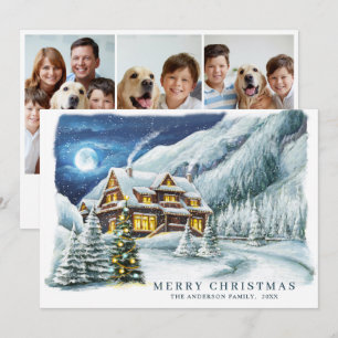 Festive Country House Christmas House Greeting Holiday Card