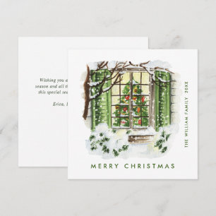Festive Country House Christmas House Greeting Holiday Card