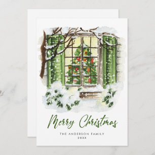 Festive Country House Christmas House Greeting Holiday Card