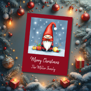 Festive cozy christmas gnome in Disguise Holiday Card