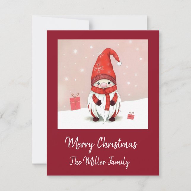 Festive cozy christmas gnome in Disguise  Holiday Card (Front)