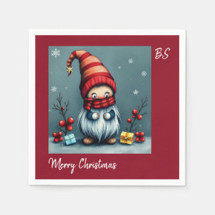 Festive cozy christmas gnome in Disguise Napkin