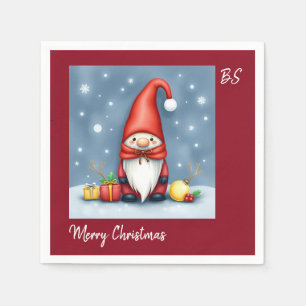 Festive cozy christmas gnome in Disguise Napkin