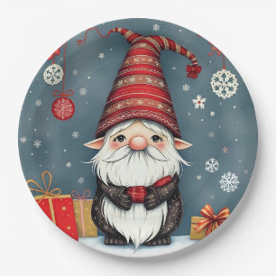 Festive cozy christmas gnome in Disguise Paper Plate