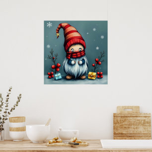 Festive cozy christmas gnome in Disguise Poster