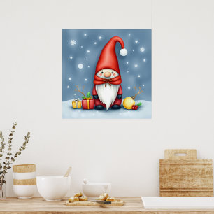 Festive cozy christmas gnome in Disguise Poster