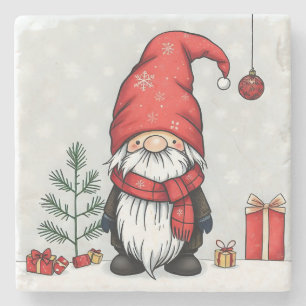 Festive cozy christmas gnome in Disguise Stone Coaster