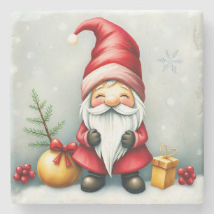 Festive cozy christmas gnome in Disguise Stone Coaster