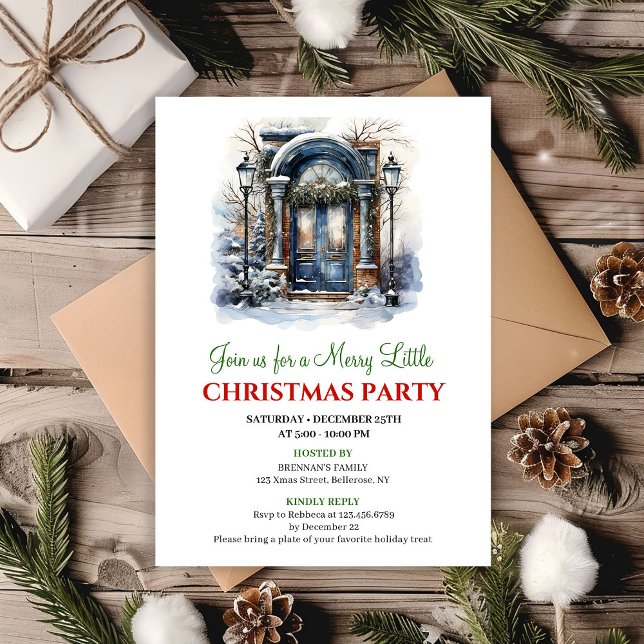 Festive cozy Christmas scene party invitation (Festive cozy Christmas scene party invitation)