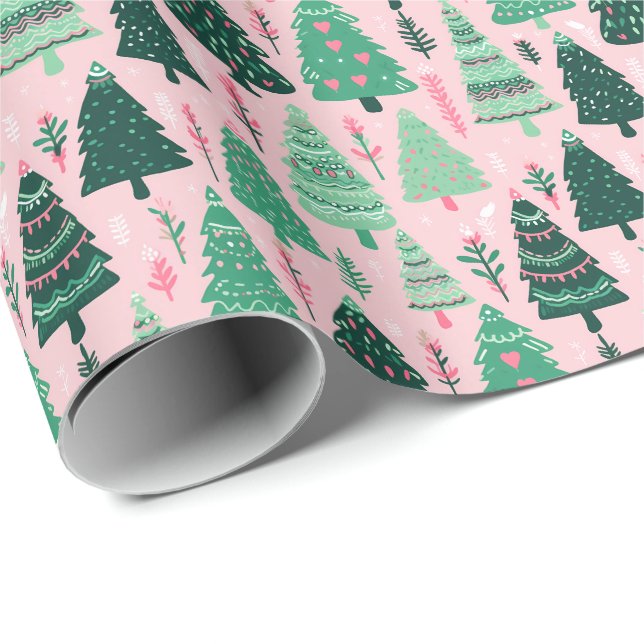 Festive Cozy Trees Holiday Christmas Wrapping Paper (Roll Corner)