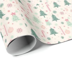 Festive Cozy Trees Holiday Christmas Wrapping Paper