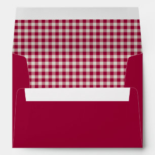 Festive Cranberry Red Gingham Plaid Rustic Holiday Envelope