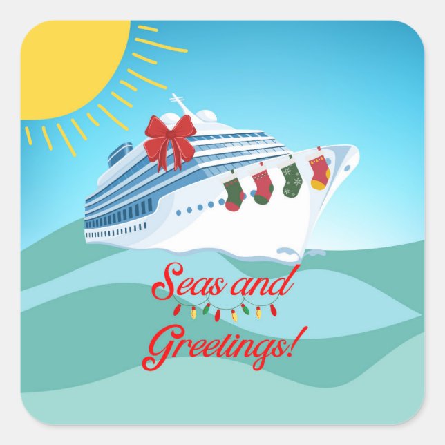 Festive Cruise Ship Square Sticker (Front)
