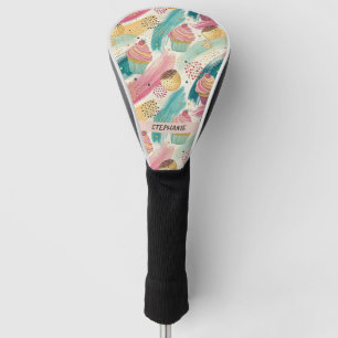 Festive Cupcake & Brushstroke Celebration Pattern Golf Head Cover