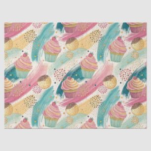 Festive Cupcake & Brushstroke Celebration Pattern Tissue Paper