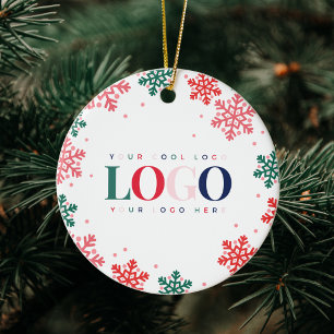 Festive Custom Company Business Logo Christmas Ceramic Ornament