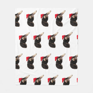 Festive & cute bernedoodle wearing a Santa hat Fleece Blanket