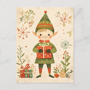 Festive cute Gnome Christmas Greeting Postcard