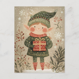 Festive cute Gnome Christmas Greeting Postcard