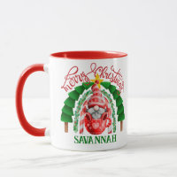 Festive Cute Gnome Merry Christmas Tree Rainbow 