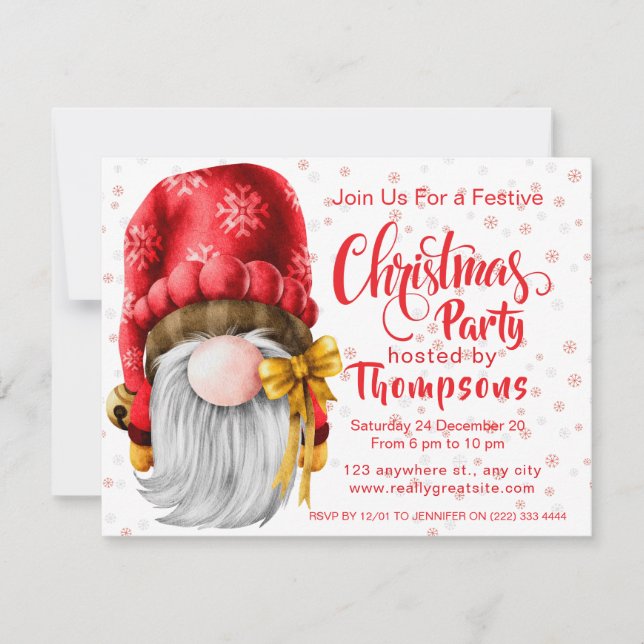 Festive cute Santa Clause Christmas Party  Holiday Card (Front)