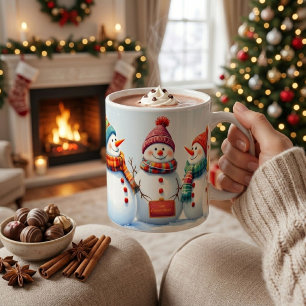Festive Cute Snowman Family Christmas Mug