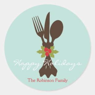 Festive Cutlery Holiday Favour Stickers