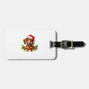 Festive Dachshund Painting - Holiday Doxie Luggage Tag