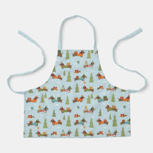 Festive Dachshunds in the Snow Pattern Apron