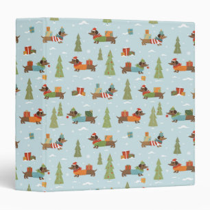 Festive Dachshunds in the Snow Pattern Binder