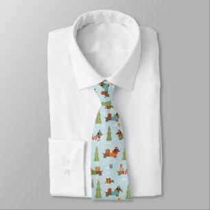 Festive Dachshunds in the Snow Pattern Tie