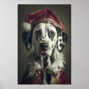 Festive Dalmatian Christmas Print, Holiday Dog Art Poster
