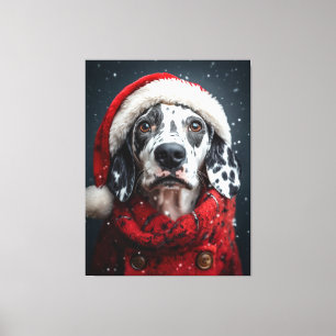 Festive Dalmatian in Santa Attire Canvas Print