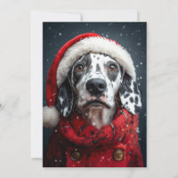 Festive Dalmatian in Santa Attire