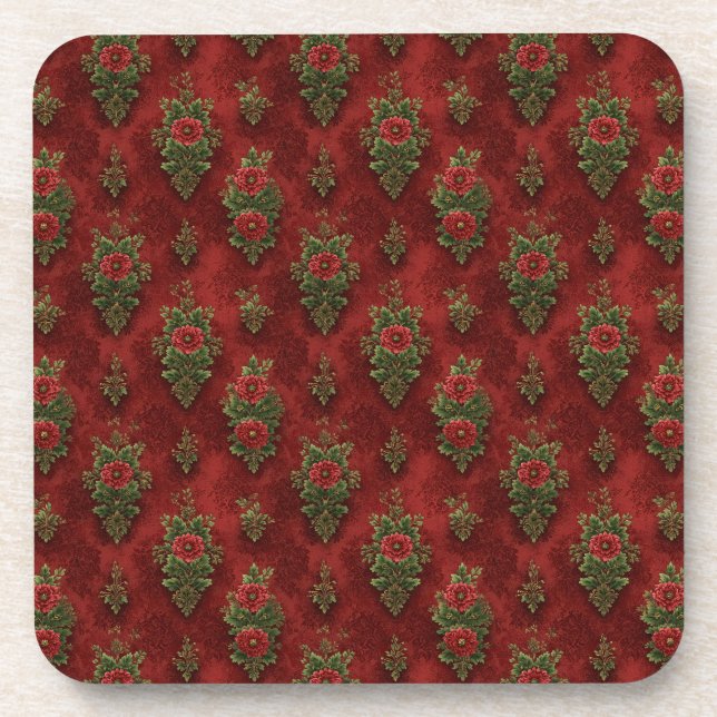 Festive Damask  Coaster (Front)