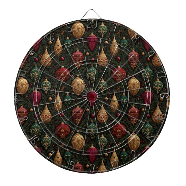 Festive Damask  Dartboard (Front)