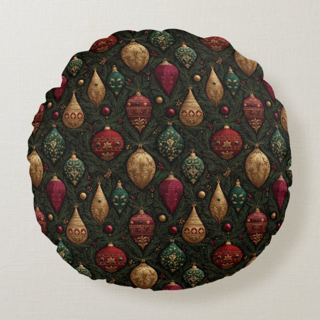 Festive Damask  Round Pillow (Front)