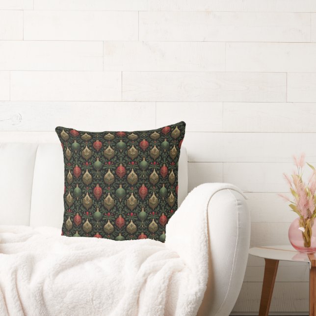 Festive Damask  Throw Pillow (Couch)