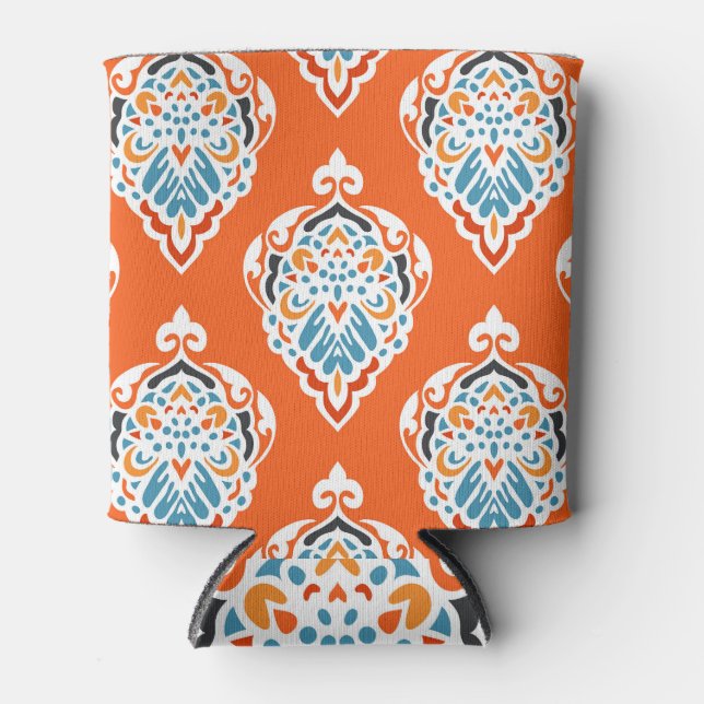Festive damask vintage pattern, elegant design. can cooler (Front)