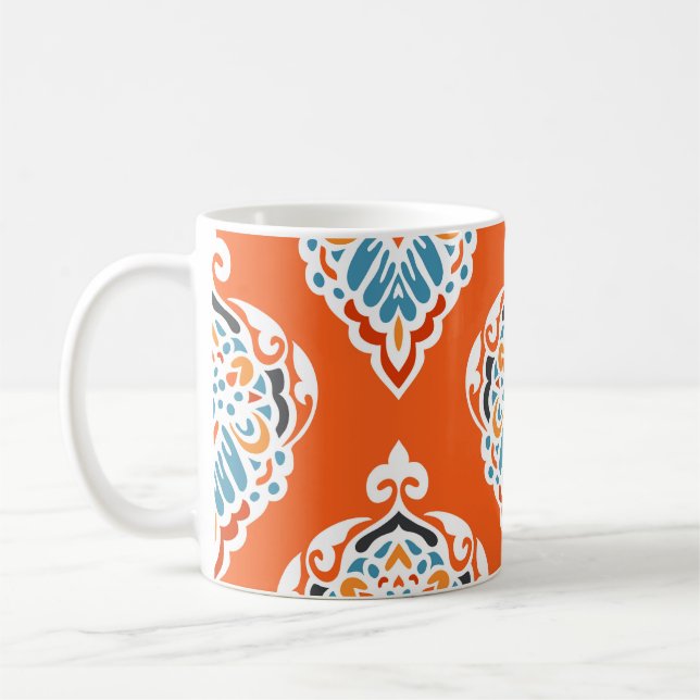 Festive damask vintage pattern, elegant design. coffee mug (Left)