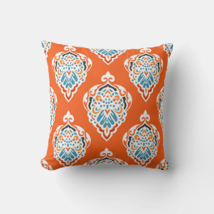 Festive damask vintage pattern, elegant design. throw pillow