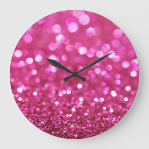 Festive Dark Pink: Elegant Abstract. Large Clock