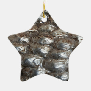 Festive Dark Silver Metallic Abstract Art Ceramic Ornament