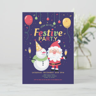 Festive de Noël Père Noël Invitation