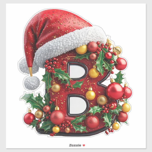 Festive Decorated Christmas Red Letter B (Sheet)