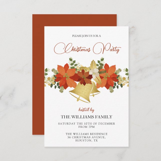 Festive Decorative Christmas Party Invitation (Front/Back)