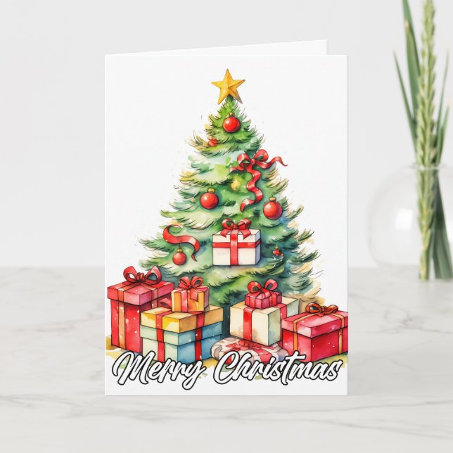 Festive & Decorative Christmas Tree Holiday Card (Front)