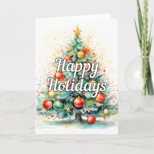Festive Decorative Merry Christmas Tree Holiday Card