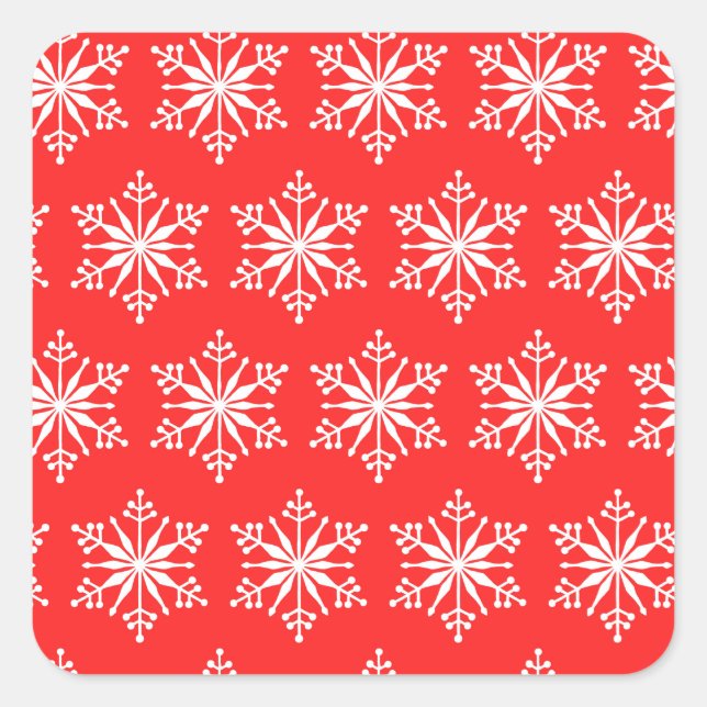 Festive Decorative Snowflake Sticker. Square Sticker (Front)